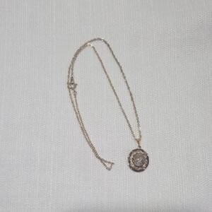 Dainty Gold Tone Necklace Faux Stone Pendant Vintage